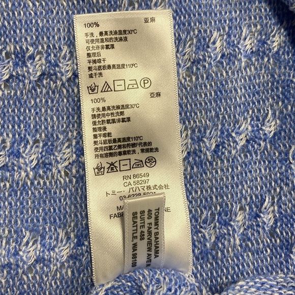 Tommy Bahama Linen Cable Knit Side Slits Sweater Women’s Blue Size L - Picture 7 of 9